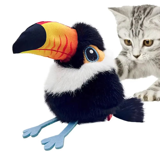 Interactive Flapping Chirping Bird Cat Toy USB Rechargeable Touch Claw Activated Soft Plush Material for Kitten Indoor Hunting