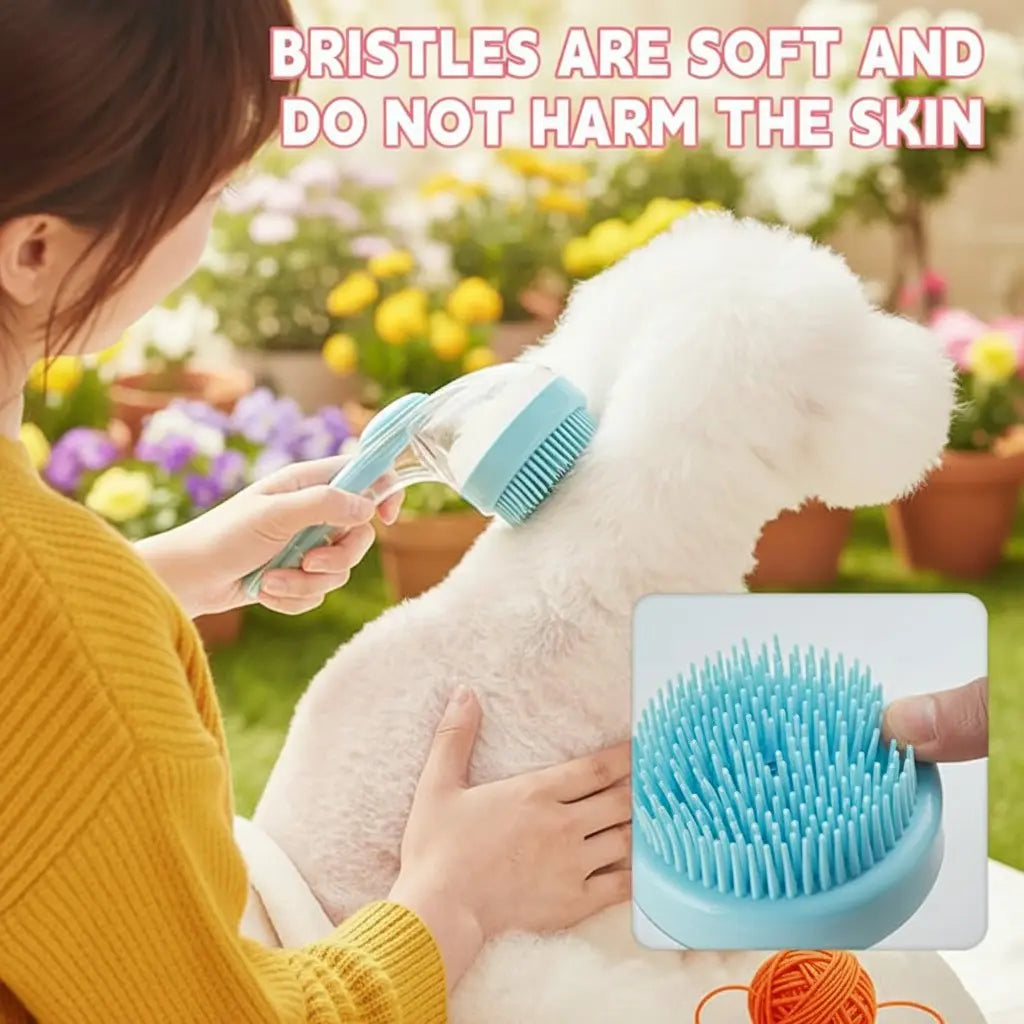 PawSpa 2-in-1 Pet Bath Brush with Shampoo Dispenser - Gentle Grooming for Dogs and Cats