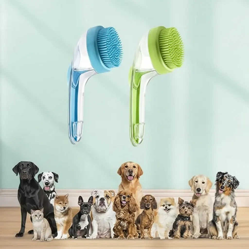 PawSpa 2-in-1 Pet Bath Brush with Shampoo Dispenser - Gentle Grooming for Dogs and Cats